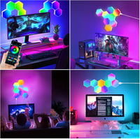 URAQT LED Hexagon Gaming Fali Lámpa 8db RGB Okos Panelok Zeneszinkron Appvezérlés - Multi-coloured - 8 Pieces 7