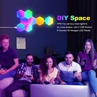 URAQT LED Hexagon Gaming Fali Lámpa 8db RGB Okos Panelok Zeneszinkron Appvezérlés - Multi-coloured - 8 Pieces 9