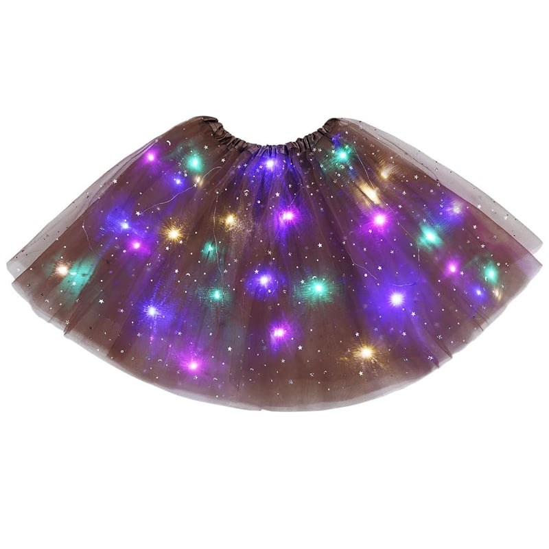 URAQT LED tylová sukňa pre ženy – Svietiaca tutu sukňa, 40 cm, hnedá