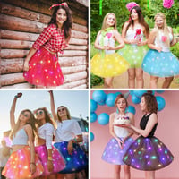 URAQT LED tylová sukňa pre ženy – Svietiaca tutu sukňa, 40 cm, hnedá 2
