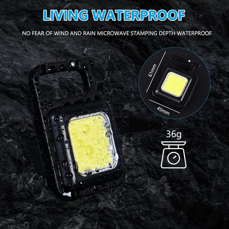 URAQT Mini LED Munkalámpa 2db - 800 Lumen COB Kulcstartós Zseblámpa 4 Üzemmóddal, USB Tölthető, Mágneses Talppal, Sörnyitóval Kempinghez, Au