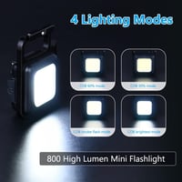 URAQT Mini LED Munkalámpa 2db - 800 Lumen COB Kulcstartós Zseblámpa 4 Üzemmóddal, USB Tölthető, Mágneses Talppal, Sörnyitóval Kempinghez, Au 3