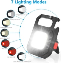 URAQT Mini LED Munkalámpa 800 Lumen 7 Üzemmóddal - Tölthető Kulcstartós Zseblámpa Mágneses Talppal és Sörnyitóval Kempinghez, Autóhoz 2