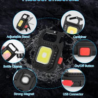 URAQT Mini LED Munkalámpa 800 Lumen 7 Üzemmóddal - Tölthető Kulcstartós Zseblámpa Mágneses Talppal és Sörnyitóval Kempinghez, Autóhoz 3