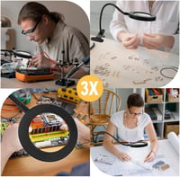 URAQT Nagyítólámpa 3x Nagyítással, 360° Forgatható Állvánnyal, Szabályozható LED Világítással, 3 Színhőmérséklettel és 10 Fényerőszinttel Ol 7