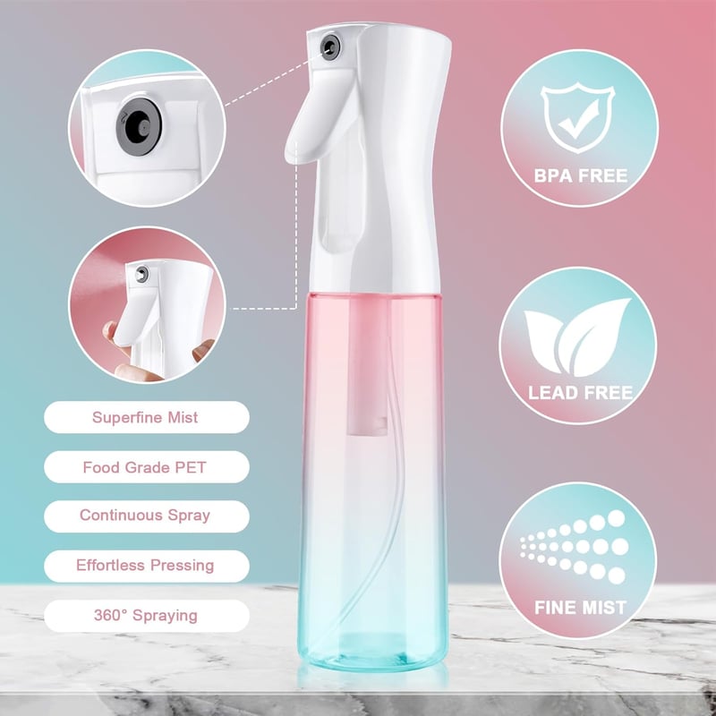 URAQT Permetező Palack 300ml - Finom Ködös Spray Növényekhez Háziállatokhoz Takarításhoz - Rózsaszín Zöld Színátmenet