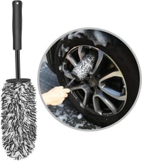URAQT Prémium Mikroszálas Felni Tisztító Kefe - 40 cm Hosszú Ergonomikus Nyéllel, Karcmentes Tisztítás Mély Felnikhez, Autó és Motor Ápolásh - Black 1