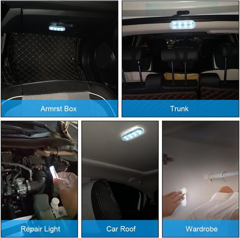 URAQT USB-s LED autó beltéri világítás 2db, érintésérzékeny, fehér fény, lakóautó és hajó