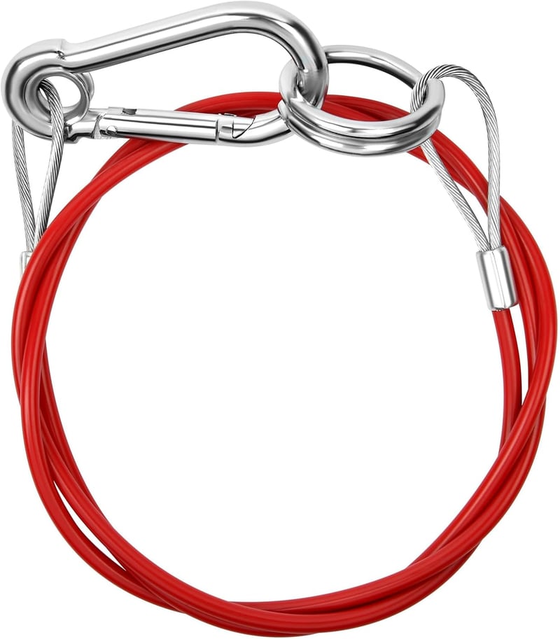 URAQT Utánfutó Biztonsági Kötél 1m, 400kg Terhelhetőség, Karabiner és Kampóval