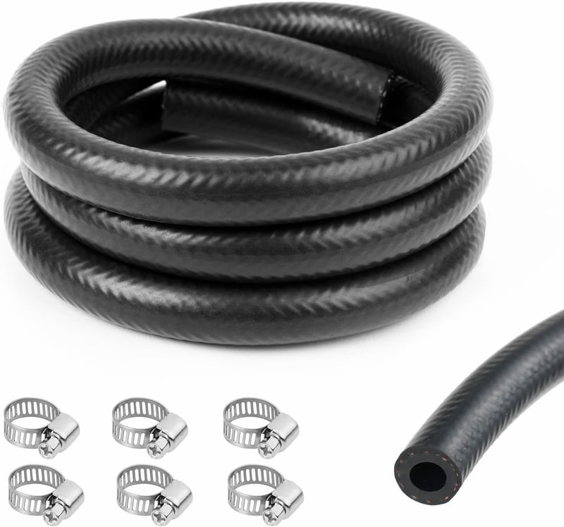 URAQT Üzemanyagcső Készlet 8mm - 1 Méteres Benzin, Olaj, Dízel Tömlő 6db Bilinccsel - Autó, Motor, Robogó Alkatrész