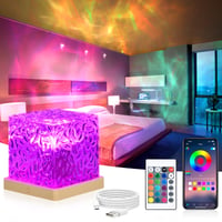 URAQT projektor s vodným efektom, nočná lampa, 16 farieb, 30 režimov, 1200 mAh, ovládanie cez aplikáciu a diaľkový ovládač 2