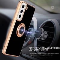 Puzdro Urarssa pre Samsung Galaxy S22 5G s prstencovým stojanom, nárazuvzdorné TPU – čierne 4