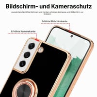 Puzdro Urarssa pre Samsung Galaxy S22 5G s prstencovým stojanom, nárazuvzdorné TPU – čierne 8