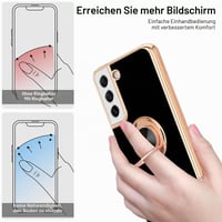 Puzdro Urarssa pre Samsung Galaxy S22 5G s prstencovým stojanom, nárazuvzdorné TPU – čierne 3