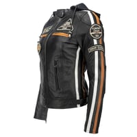 Geacă moto damă URBAN 5884 din piele de miel cu protecții – Protecție pentru spate, umeri și coate – Negru – Mărimea 3XL 2