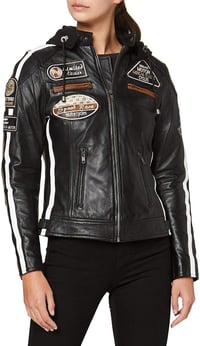 Geacă moto damă URBAN 5884 din piele de miel cu protecții – Protecție pentru spate, umeri și coate – Negru – Mărimea 3XL 4