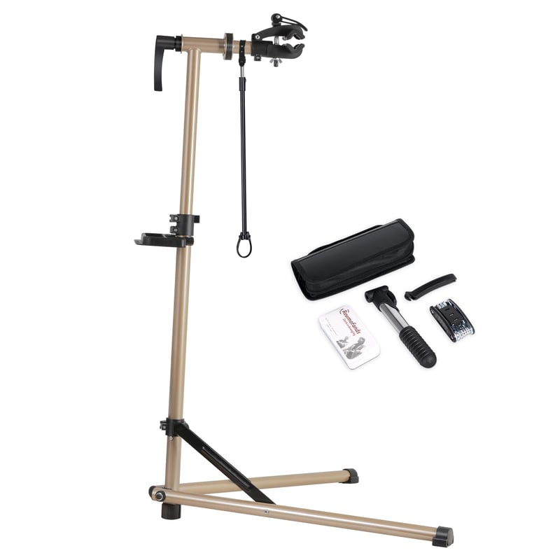 Urban Deco stalak za popravak bicikala - Metalni stalak nosivosti 50 kg, podesive visine do 160 cm, držač rotirajući za 360°, s posudom za alat, A