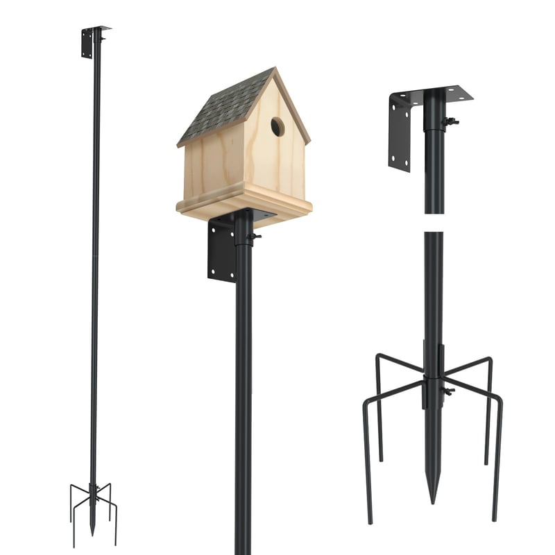 Urban Deco set stupa za hranilicu za ptice, 203 cm podesivi nosač za hranilicu, univerzalni stalak s 5 nožica za vanjsku upotrebu, crni