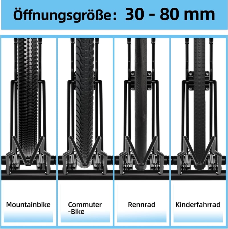 Suport pliabil pentru bicicletă Urban Deco, reglabil pe înălțime, până la 80mm, negru
