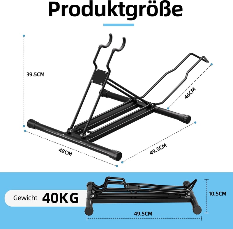 Suport pliabil pentru bicicletă Urban Deco, reglabil pe înălțime, până la 80mm, negru