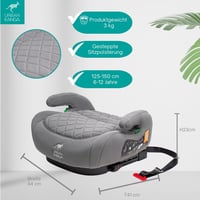 Urban Kanga szürke bélelt ülésmagasító autóba 125-150 cm i-Size R129 ISOFIX vállheveder-vezetővel 5