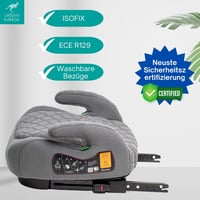 Urban Kanga szürke bélelt ülésmagasító autóba 125-150 cm i-Size R129 ISOFIX vállheveder-vezetővel 2