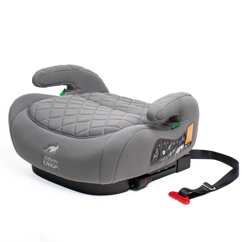 Urban Kanga szürke bélelt ülésmagasító autóba 125-150 cm i-Size R129 ISOFIX vállheveder-vezetővel