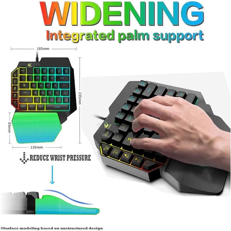 UrChoiceLtd Gaming Billentyűzet és Egér Szett - Mechanikus Érzet, RGB Háttérvilágítás, Csuklótámasz - T1