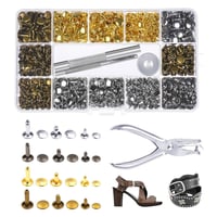 Set de 480 nituri din piele Urganvem, nituri cu cap dublu în 3 dimensiuni, cu instrument de fixare pentru nituri metalice tubulare, pentru artizanat DIY și cusut 1