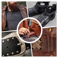 Set de 480 nituri din piele Urganvem, nituri cu cap dublu în 3 dimensiuni, cu instrument de fixare pentru nituri metalice tubulare, pentru artizanat DIY și cusut 5