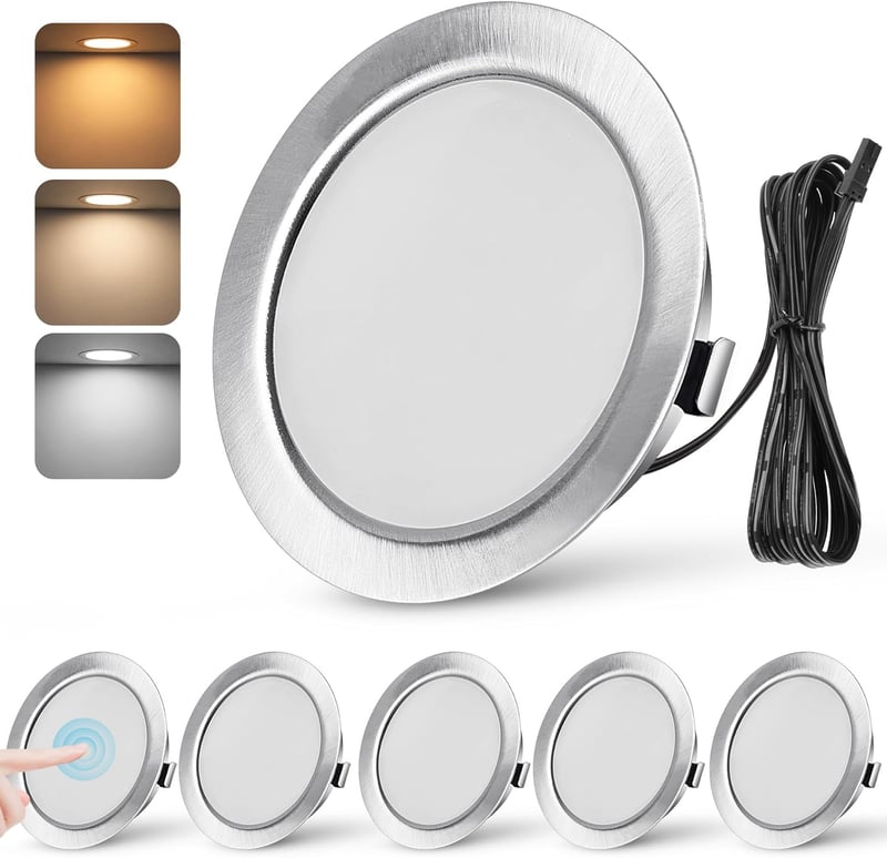 URing 6 darabos LED beépíthető spotlámpa szett 12V dimmelhető 3W nikkel - Set of 6, Nickel