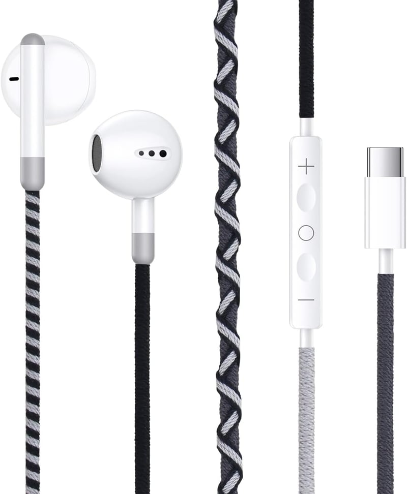 URIZONS USB-C Fülhallgató Mikrofonnal - Színes Vezetékes In-Ear Headset Hangerőszabályzóval iPhone 15/16 Huawei Kompatibilis