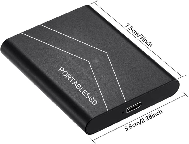 URLIATGA 2TB Külső Merevlemez, USB 3.1, Hordozható Vízálló és Ütésálló HDD PC, Mac, TV, Laptop Kompatibilis, Fekete