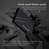 URLIATGA 2TB Külső Merevlemez, USB 3.1, Hordozható Vízálló és Ütésálló HDD PC, Mac, TV, Laptop Kompatibilis, Fekete 5