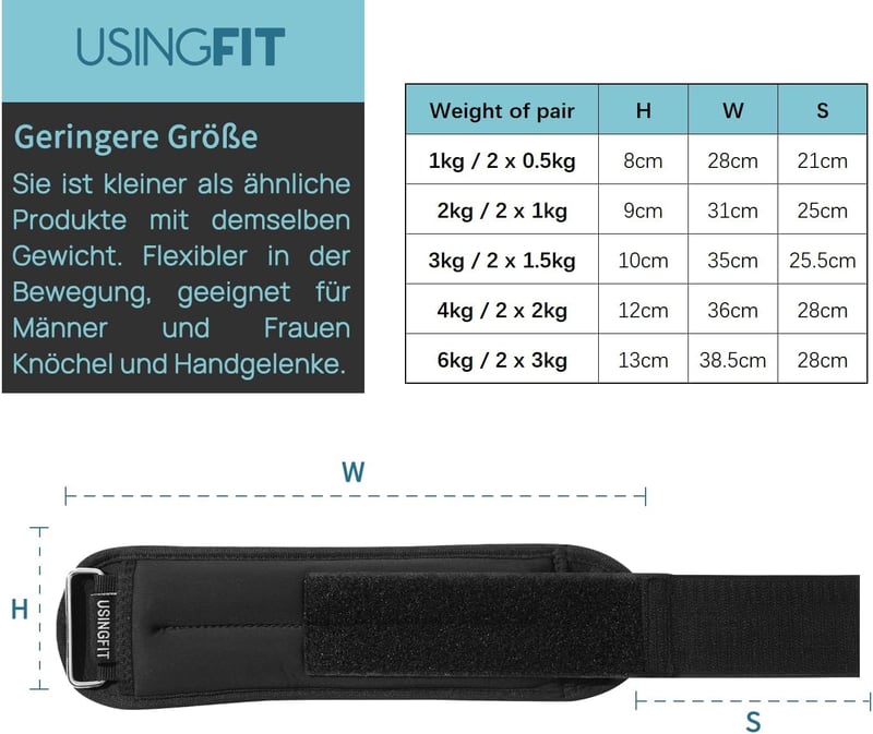 USINGFIT súlyzott csuklósúly és bokasúly szett edzéshez 0,5-2 kg - 3 kg x 2