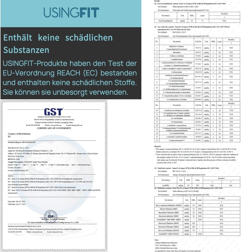 USINGFIT súlyzott csuklósúly és bokasúly szett edzéshez 0,5-2 kg - 3 kg x 2