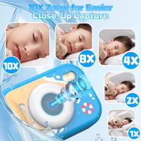 Usteetic Vodotesný detský digitálny fotoaparát 48MP 1080P modrý, 2,4-palcový displej, LED blesk, TF karta, pre dievčatá a chlapcov od 3 do 12 rokov 6