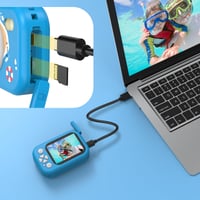 Usteetic Vodotesný detský digitálny fotoaparát 48MP 1080P modrý, 2,4-palcový displej, LED blesk, TF karta, pre dievčatá a chlapcov od 3 do 12 rokov 7