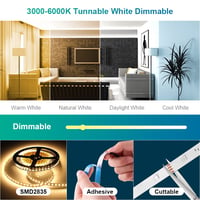 Ustellar 6 m WiFi inteligentný LED pás, biely, 3000-6000K, stmievateľný, kompatibilný s Alexa a Google Assistant, 672 LED, 2835, 24V, ovládanie cez aplikáciu 2