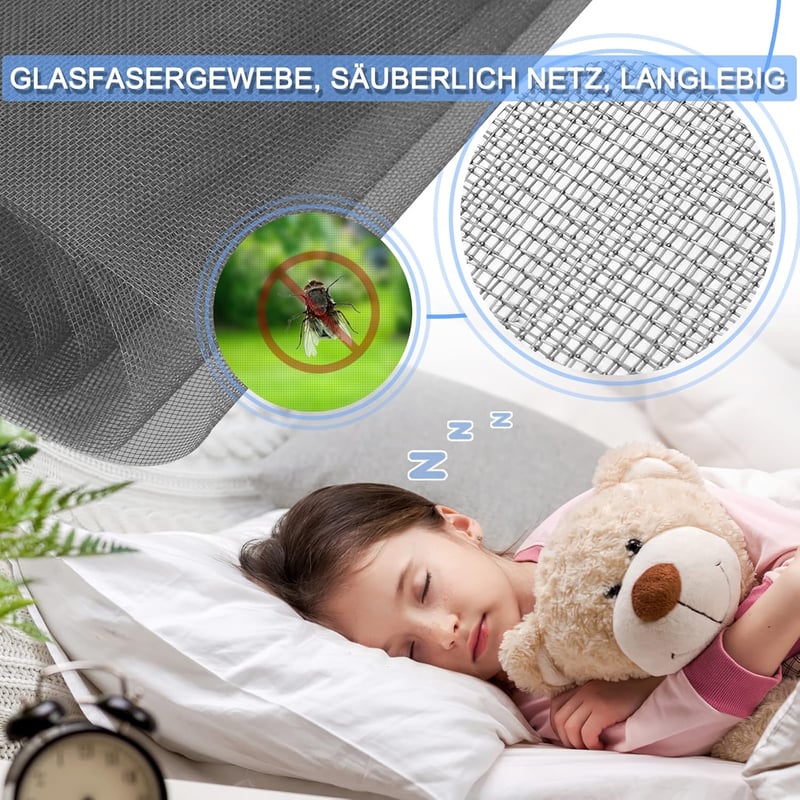 UtauHom Mágneses Szúnyogháló Ablakra - 100x100 cm Üvegszálas Háló, Egyszerű Felszerelés, Rovar és Szúnyogvédelem, Fehér Keret