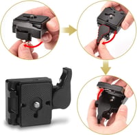 UTEBIT 323 Gyorskioldó Lemez Kameraállványhoz - Manfrotto 200PL Kompatibilis, 1/4"-3/8" Csavarral, 3 Szintezővel, 3kg Teherbírás, Alumínium, 3