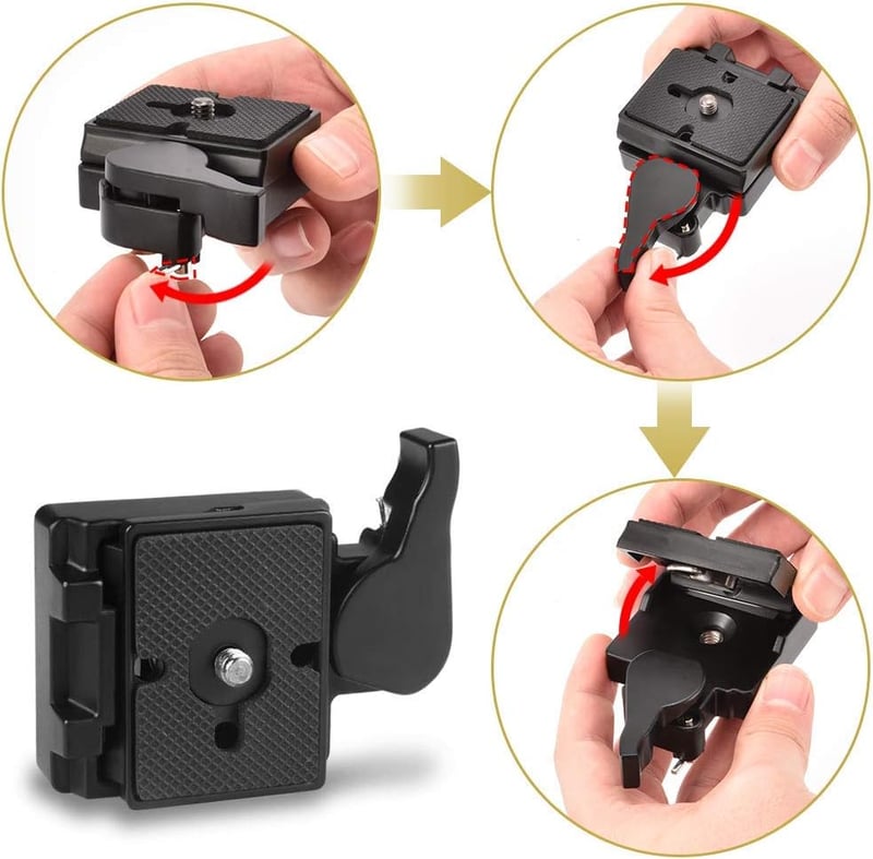 UTEBIT 323 Gyorskioldó Lemez Kameraállványhoz - Manfrotto 200PL Kompatibilis, 1/4"-3/8" Csavarral, 3 Szintezővel, 3kg Teherbírás, Alumínium,