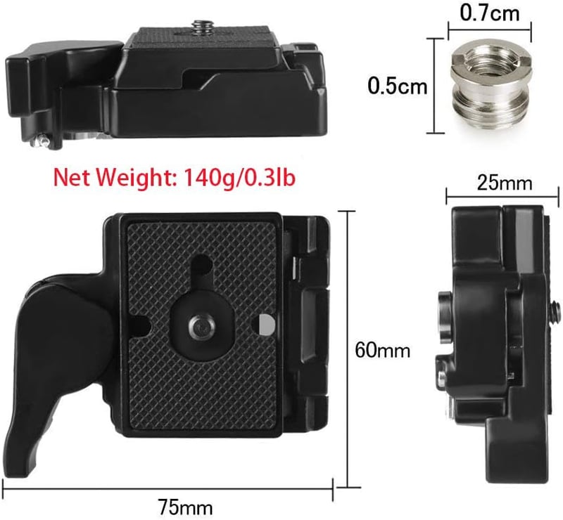 UTEBIT 323 Gyorskioldó Lemez Kameraállványhoz - Manfrotto 200PL Kompatibilis, 1/4"-3/8" Csavarral, 3 Szintezővel, 3kg Teherbírás, Alumínium,