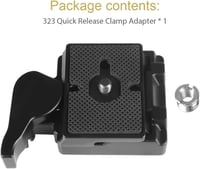 UTEBIT 323 Gyorskioldó Lemez Kameraállványhoz - Manfrotto 200PL Kompatibilis, 1/4"-3/8" Csavarral, 3 Szintezővel, 3kg Teherbírás, Alumínium, 6
