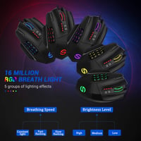 UtechSmart Venus Gamer Egér 12 Programozható Gombbal, 16400 DPI Lézeres Érzékelő, Állítható RGB Világítás, MMO Játékokhoz, PC Kompatibilis 2