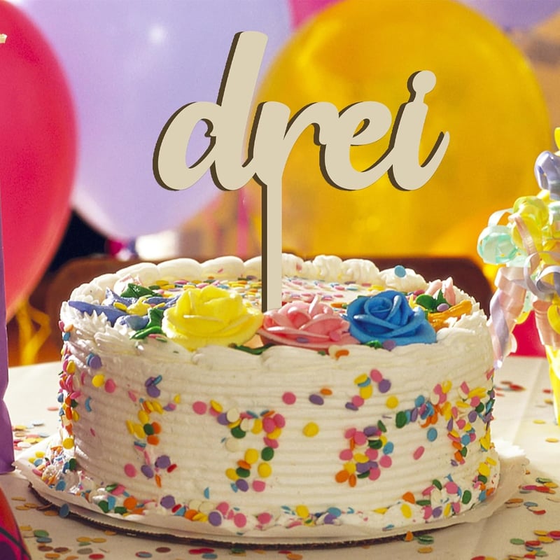 UTEFIF Fa Tortadísz 3-as Számmal - Születésnapi Dekoráció Fiúknak és Lányoknak, Festhető, Egyedi Díszítéshez