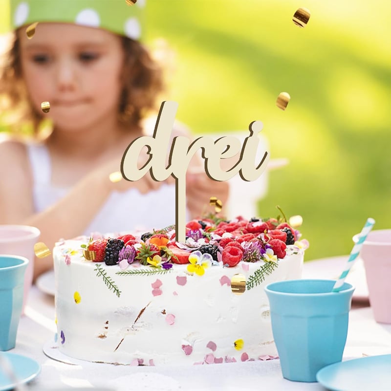 UTEFIF Fa Tortadísz 3-as Számmal - Születésnapi Dekoráció Fiúknak és Lányoknak, Festhető, Egyedi Díszítéshez