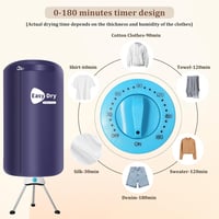 Uten 1000W Hőszivattyús Szárítógép Időzítővel, Kétszintes Elektromos Ruhaszárító Sötétkék 5