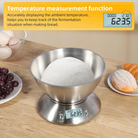 Uten Digitális Konyhai Mérleg Rozsdamentes Tálcával 5kg, Hőmérséklet Szenzorral 7