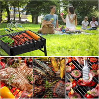 Uten Hordozható Szenes Grill, Rozsdamentes Acél BBQ Smoker Grillsütő Kempingezéshez és Kerti Sütéshez, Fekete Közepes Méret 7